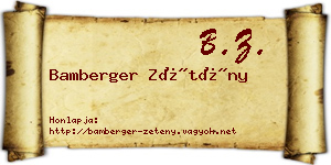 Bamberger Zétény névjegykártya